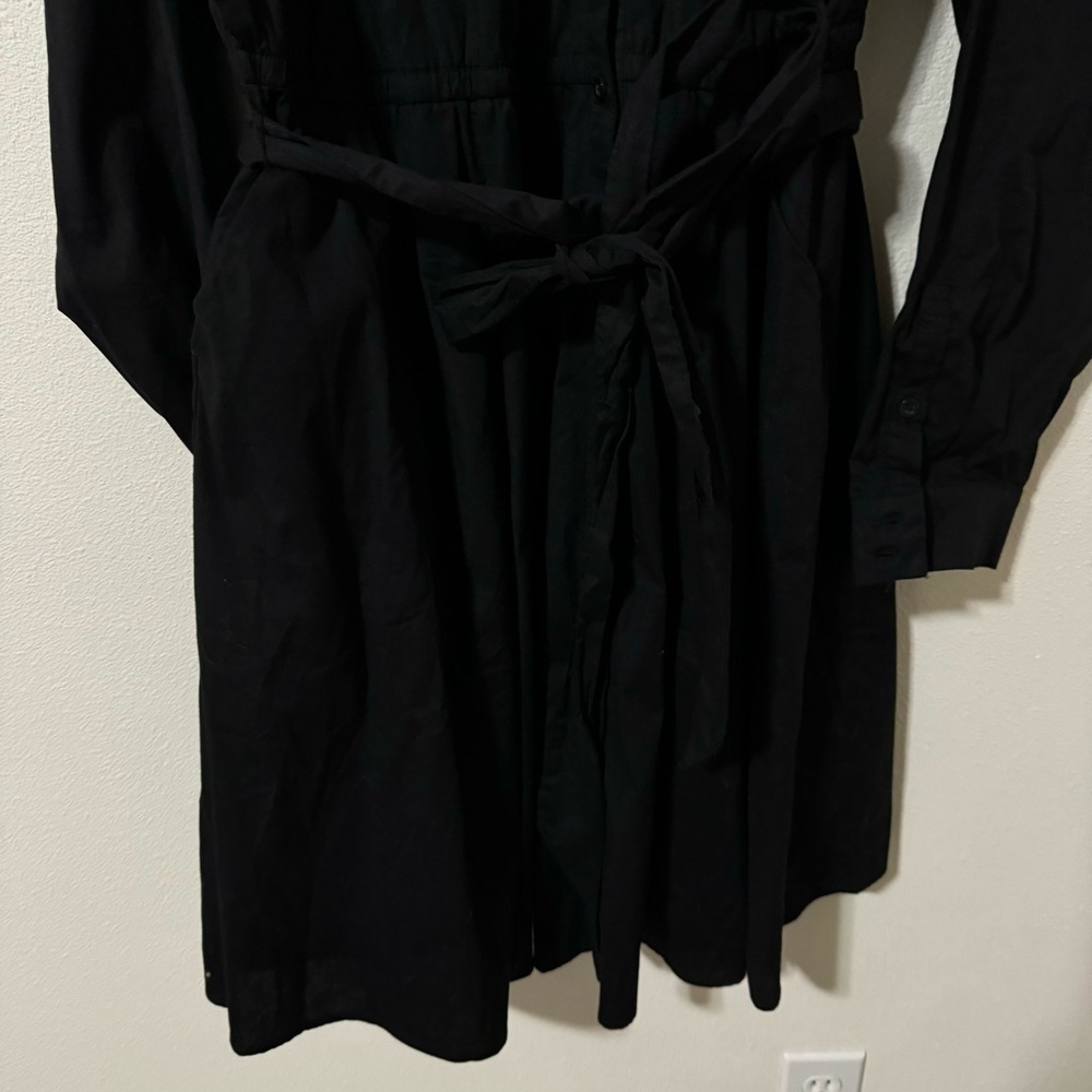 Torrid Mini Poplin Shirtdress Deep Black Belted Stretch Cotton 2023 NWT-2 - Picture 7 of 12